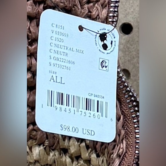 New NWT Free People Santorini Bag Slouchy Zip Raffia Woven/Leather Strap Purse - Picture 6 of 6